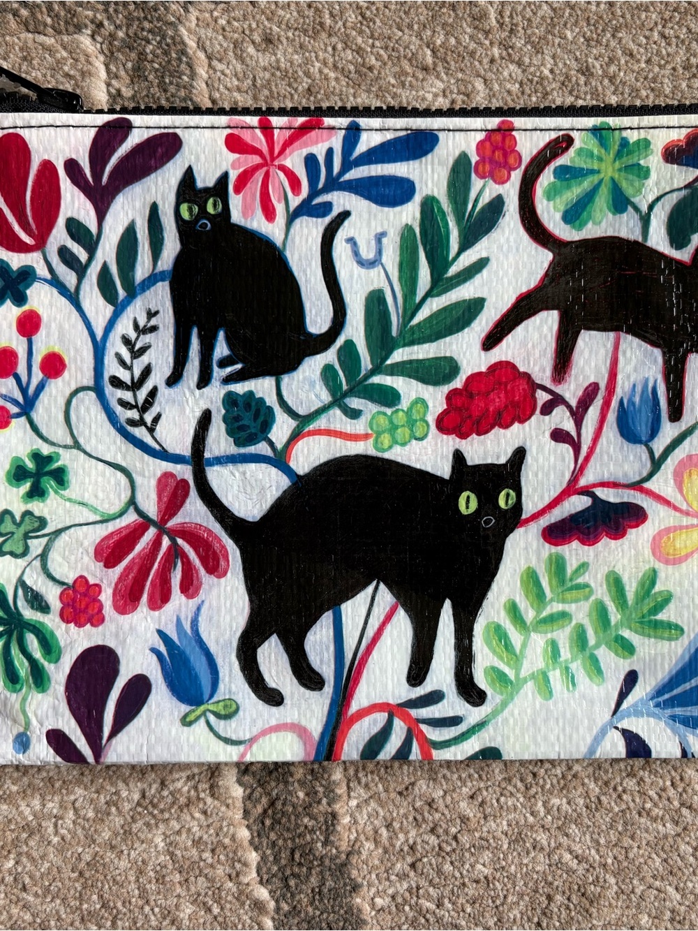 Blue Q Here Kitty Zipper Pouch made from 95% post-consumer recycled material NWT